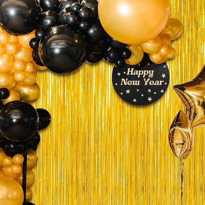 8 Pack 2026 Graduation Party Decorations, 3.28 FT x 7.05 FT Gold Backdrop, Metallic Graduation Photo Backdrop Grad Foil Curtains Party Streamer, Class of 2026 Decorations Grad Decor