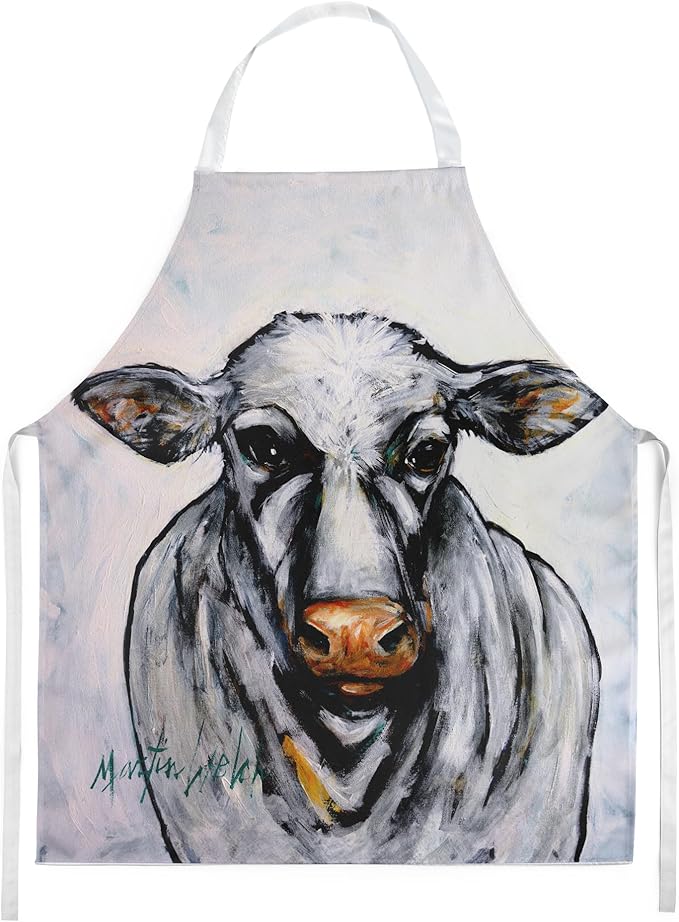 Caroline's Treasures Bessie the Cow Apron Cooking Kitchen Server Baking Crafts Gardening for Adult Women Men, Unisex, Large, Multicolor