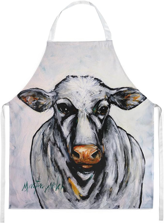 Caroline's Treasures Bessie the Cow Apron Cooking Kitchen Server Baking Crafts Gardening for Adult Women Men, Unisex, Large, Multicolor
