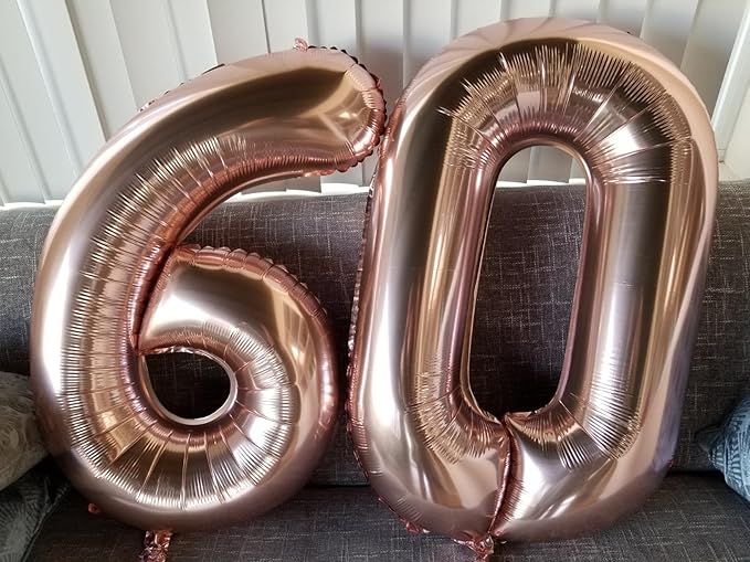 60Th Birthday Decorations For Men, Rose Gold Party Decoration for Women Adults Parents, Big Number 60 Balloons for 60th Birthday Party Decorations