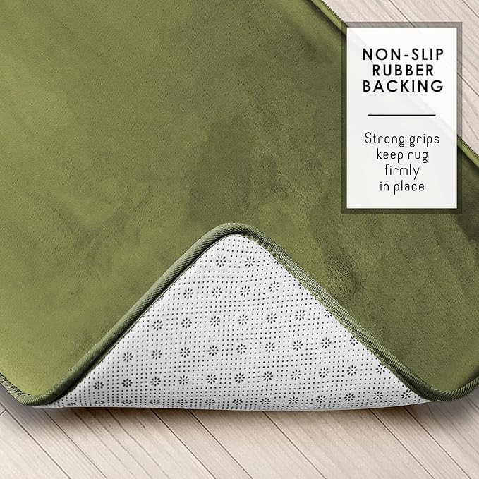 Clara Clark Bathroom Rugs, Velvet Memory Foam Bath Mat, Non-Slip, Machine Washable Bath Rugs - Dries Quickly, Ultra Soft Plush Bath Mats for Bathroom, 20 x 24, Sage Green