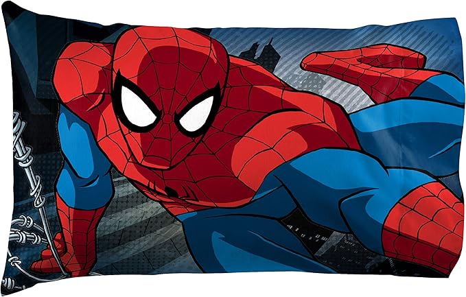 Jay Franco Kids Sheet Set with Fitted, Flat Sheets & Pillow Cover - Ultra-Soft Bedding with Pillowcase for Room Decor, White - Spiderman, 4 Piece Full