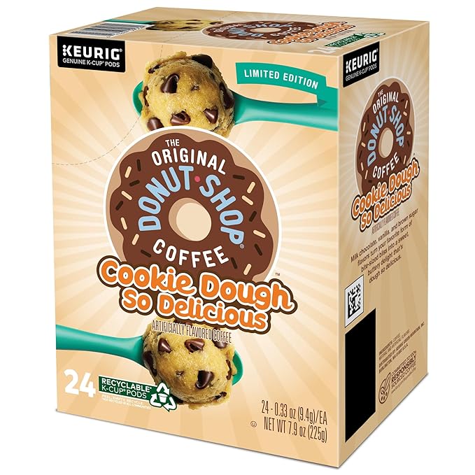 The Original Donut Shop Cookie Dough So Delicious, Keurig Single Serve K-Cup Pods, Flavored Coffee, 96 Count
