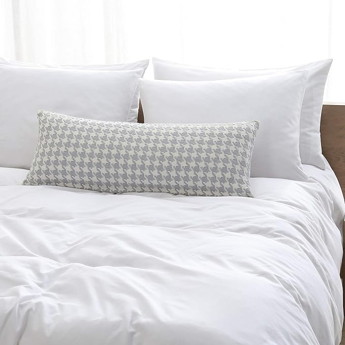 Kenneth Cole New York - Pillow Cover, Sustainable Fabric Construction with Hidden Zipper, Modern Home Decor for Couch or Bed (Houndstooth Grey, 14" x 36")