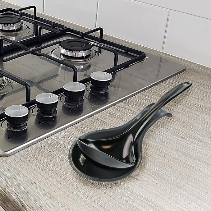 Reston Lloyd Kitchen Counter Utensil Spoon Rest, Ladles, Spaghetti Forks, & Spatulas, Durable BPA-Free Plastic – Dishwasher Safe, Décor, Space Saving Hanging Hole on Handle, Charcoal