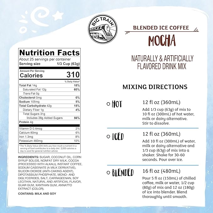Big Train Mocha Blended Ice Coffee Beverage Mix, 3.5 Pound (Pack of 1)