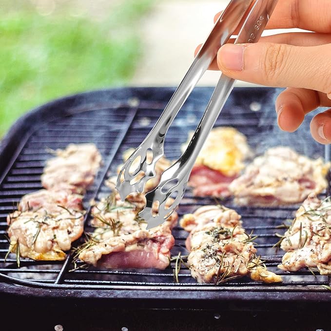 PRETYZOOM Stainless Steel Food Serving Tong Cat Face Grill Bbq Kitchen Tongs for Bread Steak Baking 1pcs