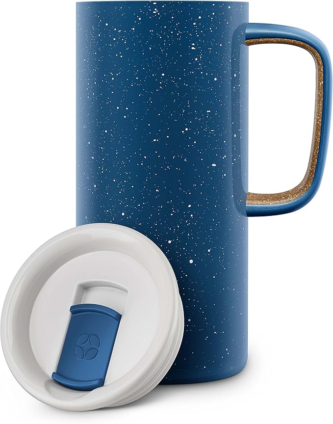 Ello Campy 18oz Stainless Steel Travel Mug with Handle and Leak Proof Lid | Vacuum Insulated Coffee Cup for Hot or Cold Drinks | Reusable, BPA Free | Gift for Coffee Lovers, Sea
