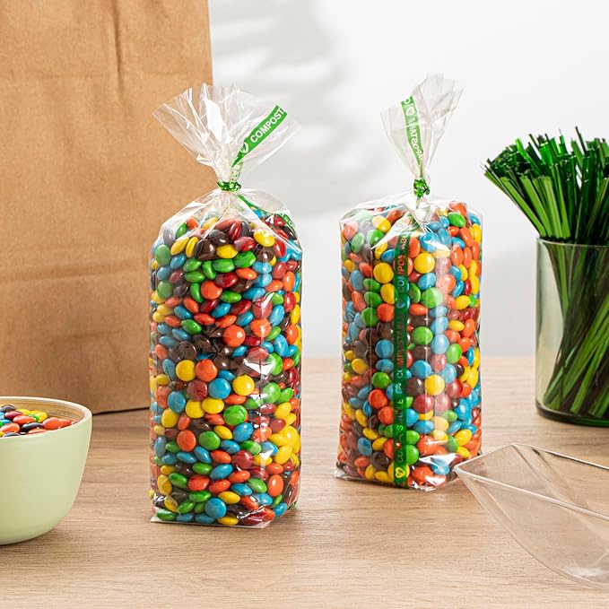 Resturantware Plastic Gusset Bags 100 Count 2" x 2" x 8 1/4" Wicker Dispensing Bottom Gusset Clear Plastic Bags Heat Sealable For Sourdough Bread Cookies Pastries Rolls For Home Bakers And Bakeries