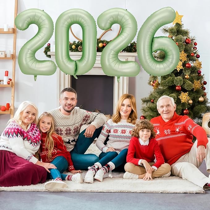 Sage Green 2026 Balloons, 40 Inch 2026 Number Balloon Foil New Year Balloon Numbers for New Years Eve Party Graduation Party Decoration