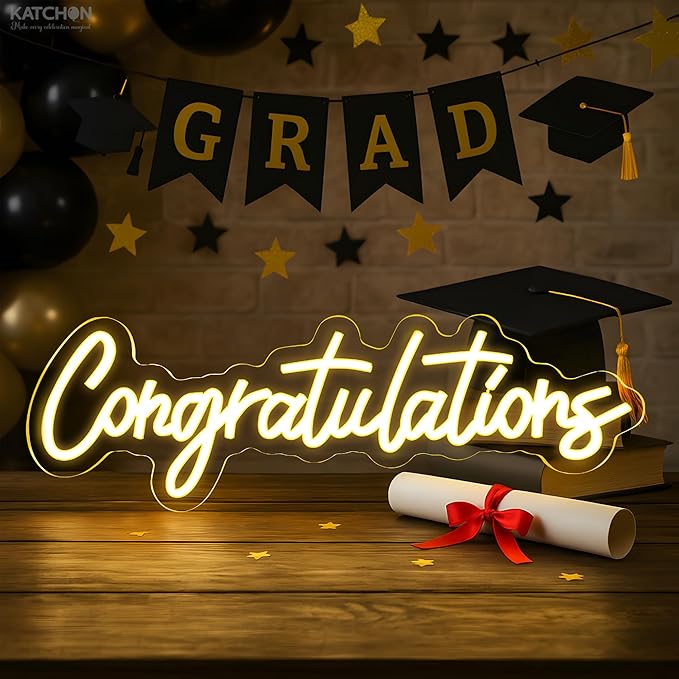 Graduation Decorations 2026 | Congratulations Neon Light Sign | Congratulations Light Up Sign | Graduation Decorative Lights | Backdrop for Grad Decorations Class of 2026, KatchOn