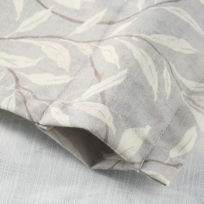 VOGOL Grey Valances for Windows, Lovely Leaf Print Window Treatment Rod Pocket Bathroom Valances for Small Windows, 52 x 12, One Panel