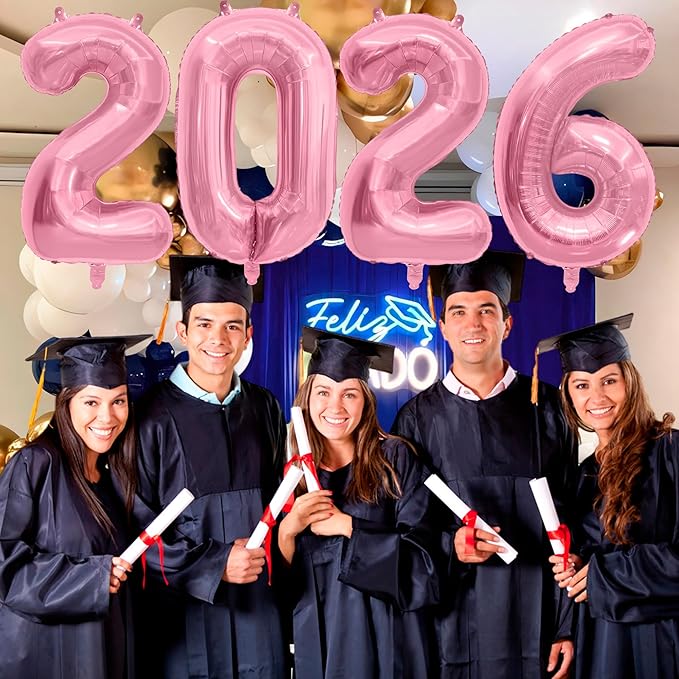 2026 Balloons New Years Eve Party Supplies - 40" Large 2026 Pink Foil Number Balloon New Years Decorations Graduation Balloons Class of 2026 Happy New Year Birthday Anniversary Graduation Decorations