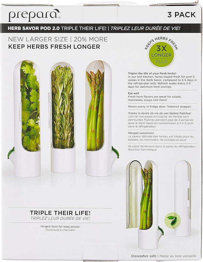 Prepara Herb Savor Pod 2.0, Set of 3,White (Pack of 6)