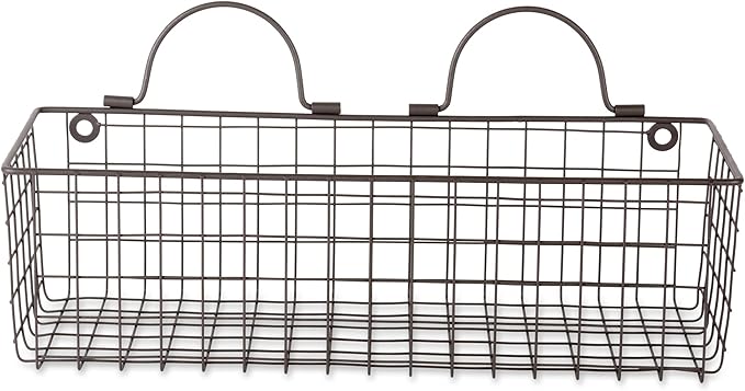 DII Farmhouse Vintage Décor, Wire Wall Basket, Medium, Bronze, 2 Piece