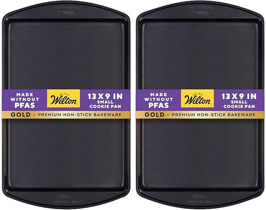Wilton Perfect Results Premium Non-Stick Bakeware Small Cookie Sheet, 13.25 x 9.25, Steel (Pack of 2)