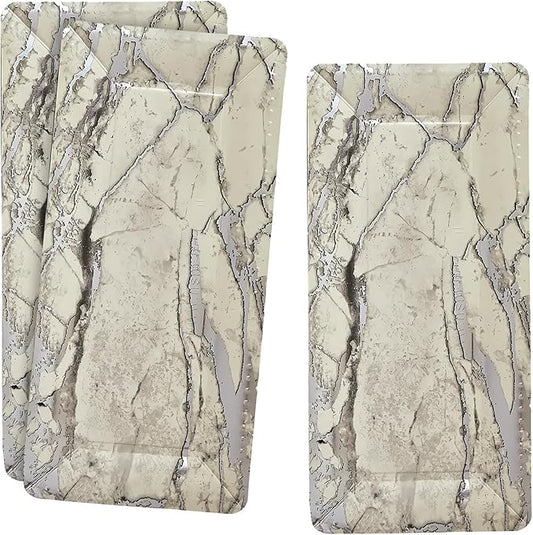 Elegant Marble Silver Loaf Rectangular Disposable Paper Platter - 16" x 7" (Pack of 3) - Perfect for Serving Bread, Cakes, & Desserts at Special Events