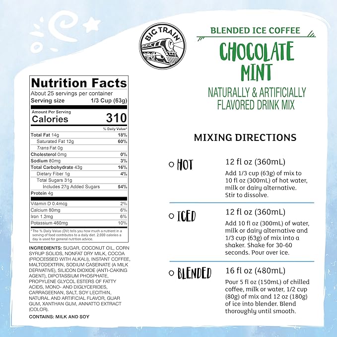 Big Train Chocolate Mint Blended Ice Coffee Beverage Mix, 3.5 Pound (Pack of 1)