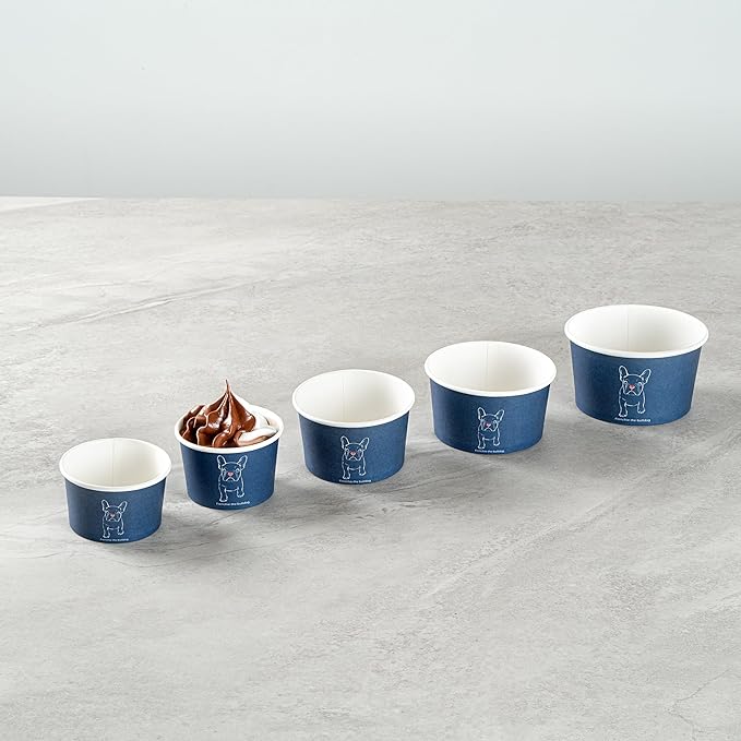 Restaurantware Coppetta 4-Ounce Dessert Cups, 200 Disposable Ice Cream Cups - Lids Sold Separately, Heavy-Duty, Frenchie Paper Frozen Yogurt Bowls, For Hot And Cold Foods