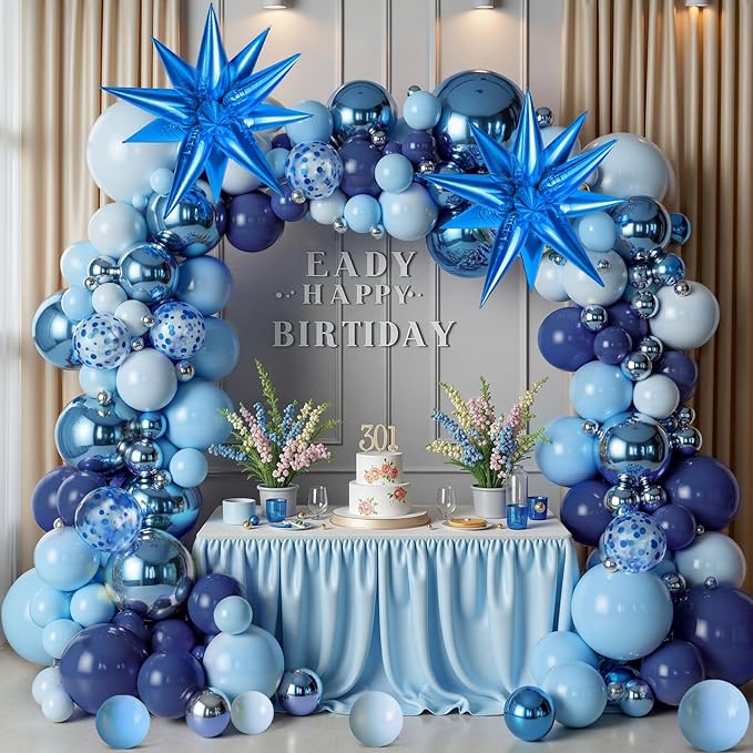 KARLURE Blue Balloons Arch Kit, Different Shades Navy Blue Balloons for Blue Graduation Decorations 2026 Grad Class World Cup Baby Shower Boy Men Birthday Party Bridal Shower Wedding Decorations
