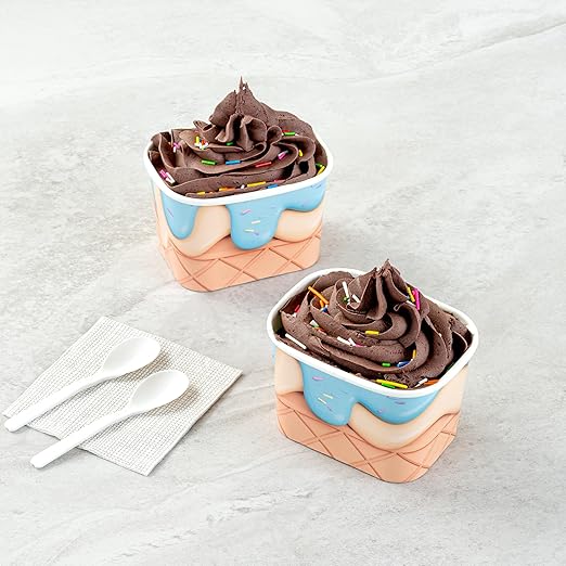 Coppetta 12 Ounce Dessert Cups, 50 Greaseproof Ice Cream Cups - Lids Sold Separately, For Hot And Cold Foods, Frosty Delight Paper Yogurt Bowls, Disposable, Sturdy - Restaurantware