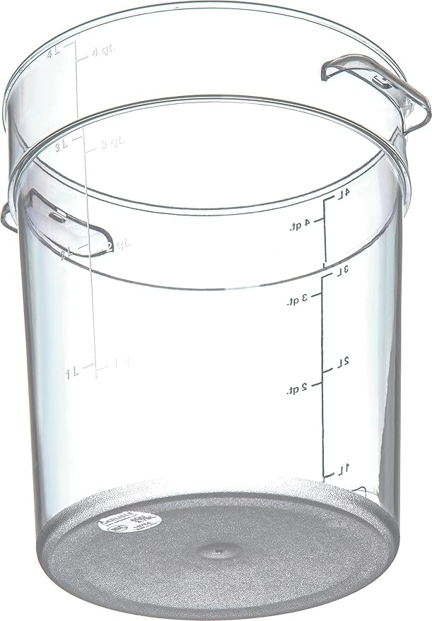 Carlisle FoodService Products Storplus Round Food Storage Container with Stackable Design for Catering, Buffets, Restaurants, Polycarbonate (Pc), 4 Quart, Clear (Pack of 2)