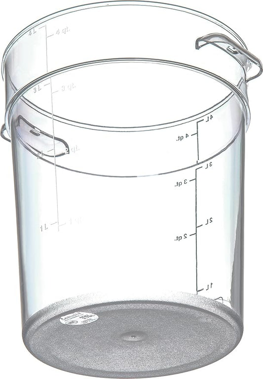 Carlisle FoodService Products Storplus Round Food Storage Container with Stackable Design for Catering, Buffets, Restaurants, Polycarbonate (Pc), 4 Quart, Clear