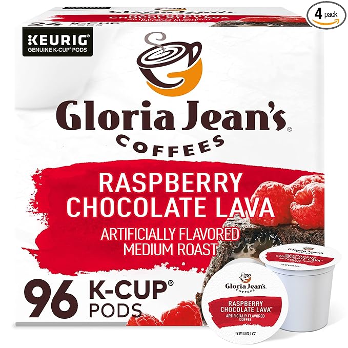Gloria Jean's Raspberry Chocolate Lava Keurig Single-Serve K-Cup Pods, Medium Roast Coffee, 96 Count
