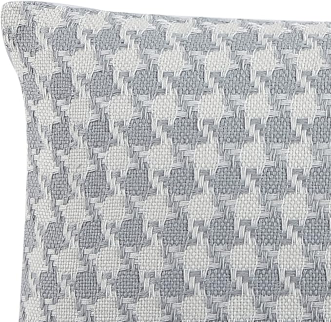 Kenneth Cole New York - Pillow Cover, Sustainable Fabric Construction with Hidden Zipper, Modern Home Decor for Couch or Bed (Houndstooth Grey, 14" x 36")