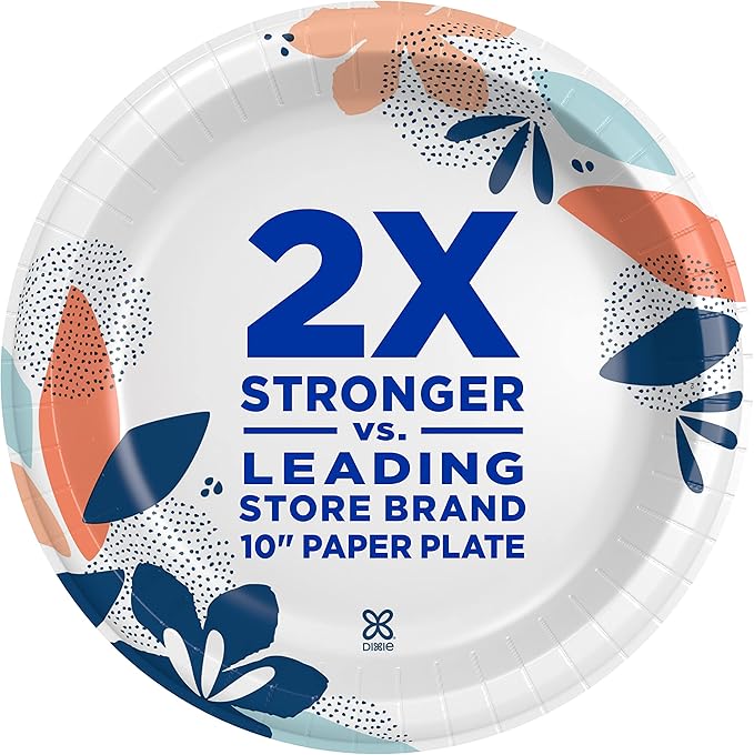Dixie Medium Paper Plates,8.5 Inch,2X Stronger,Microwave-Safe,Soak-Proof,Cut Resistant,Disposable Plates For Everyday Breakfast,Lunch,& Dinner Meals,90 Count (Pack of 6)