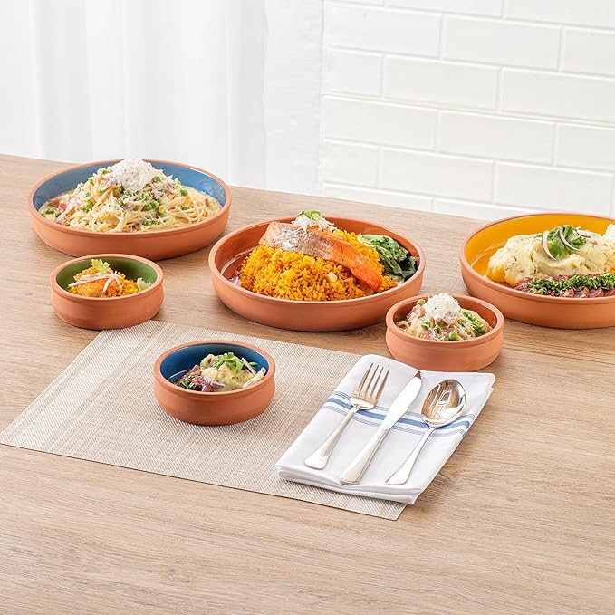 Restaurantware Terracotta Cazuela Bowls 2 Pack of 9 oz Durable Rustic Serving Dish Glazed Oven-Safe Bowl Freezer-Safe Tapas Dish Microwave-Safe Dishwasher-Safe
