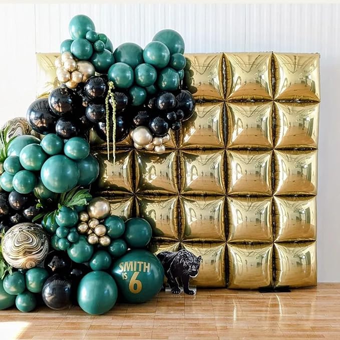 Gold Silver Square Foil Balloon Wall,25Pcs Double Sided Balloons Backdrop Helium Polyester Film Balloon Tunnel Arch Garland Kit for Birthday Bridal Anniversary Baby Shower Party Decorations