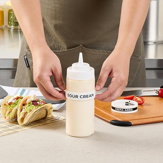 Restaurantware Silicone Squeeze Bottle Band 10 Count 2.75 Inch Dishwasher Safe Condiment Identification Band, Sour Cream White Non-Slip Label Band for Condiment Labeling at Restaurants, Food Trucks