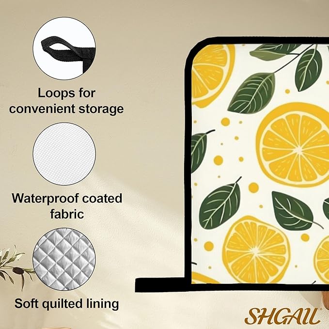 Yellow Lemon Oven Mitts and Heat Resistant Pads - Heat Resistant Gloves Potholder Set of 4 for Cooking, BBQ, Gifts for Women