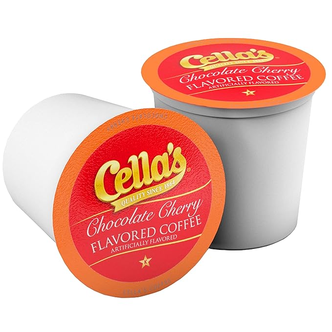 Cella's Chocolate Cherry Coffee Pods Compatible with Keurig K Cup Brewers,Medium Roast Flavored Coffee,Smooth Serve Pods for Home and Office,40 Count (Pack of 2)
