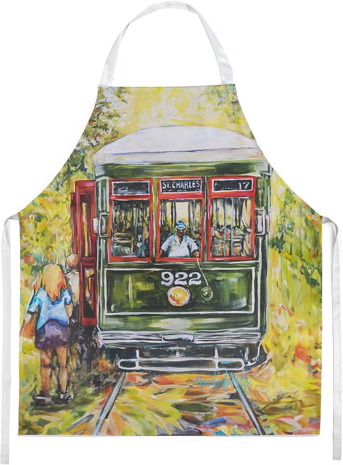 Caroline's Treasures Saint Charles No. 922 Streetcar Apron Cooking Kitchen Server Baking Crafts Gardening for Adult Women Men, Unisex, Large, Multicolor