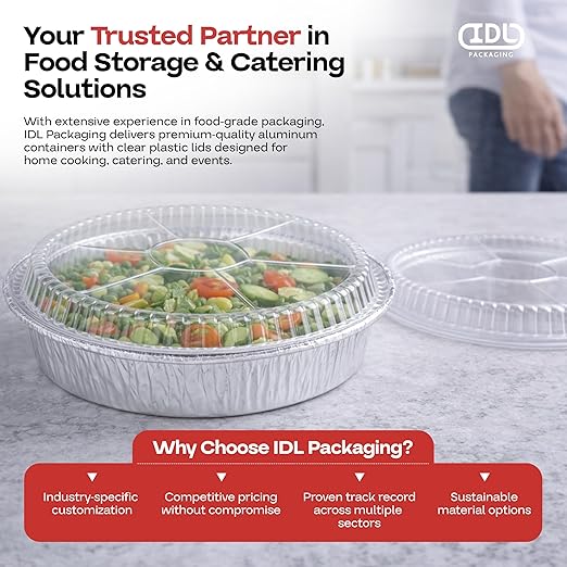 IDL Packaging 9" Round Dome Lid for Foil Pan (Pack of 100) - Clear Plastic Lid for 9" Container - Disposable Aluminum Pans Cover for Takeout, Serving, Freezing