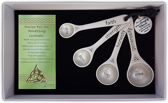 Abbey Gift Se Irish Amazing Woman Measuring Spoon Set Of 4 Gift Box W/Card, 3 9/16” to 4”