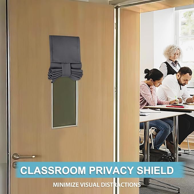 RYB HOME Classroom Door Window Cover, Blackout Shades for Classroom Windows and Doors Cover Lockdown Shades, Room Darkening Design Blocks Views, W 8 x L 36, 1 Panel, Grey