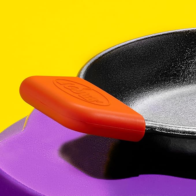 Lodge Bold Silicone Assist Handle Holder - Dishwasher Safe Hot Handle Holder Upgraded Design for Lodge Bold Products Only - Heat Protection Up to 450° - Fiery Orange