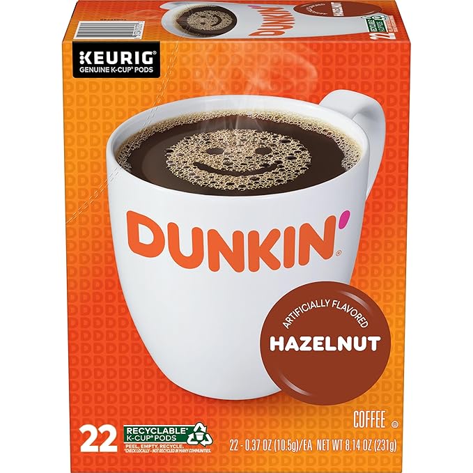 Dunkin' Hazelnut Flavored Coffee, 88 Keurig K-Cup Pods