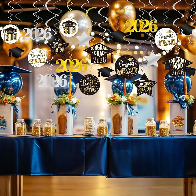 GOER 30 Pcs 2026 Graduation Party Supplies,Hanging Swirls for Graduation Party Decorations