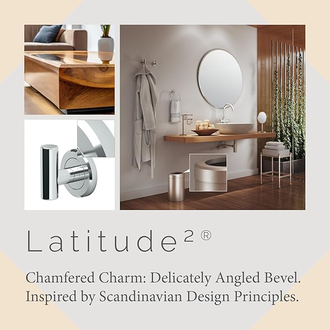 Gatco 4245 Latitude II Single Robe Hook, Wall Mounted Bathroom Towel & Robe Hook, Chrome Finish