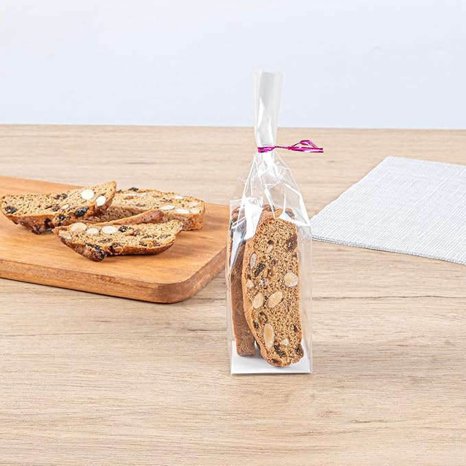 Restaurantware Plastic Treat Bags 100 Count 2 x 2 x 8.25 Inches Heat-Sealable Goodie Packaging Flat Bottom Design Clear