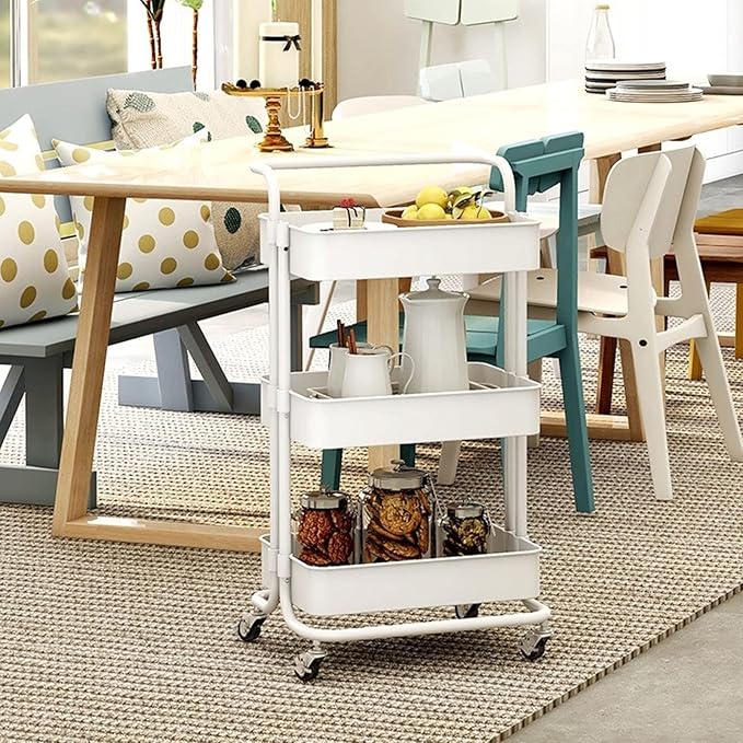Kitchen Storage Rack Kitchen Storage Racks Parlor Bathroom Office Shelf Gadget Stainless Steel Holder Trolleys Food Clothes Sundry Organizer 3-Layer Storage Shelves (Color : Gold) (Black)