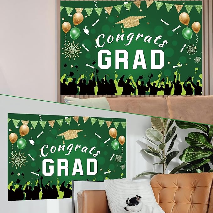 Graduation Decorations Class Of 2026: Green and Gold 2026 Graduation Decorations Balloon Arch Kit Congrats Grad Backdrop 136PCS Party Supplies for High School & College Celebrations