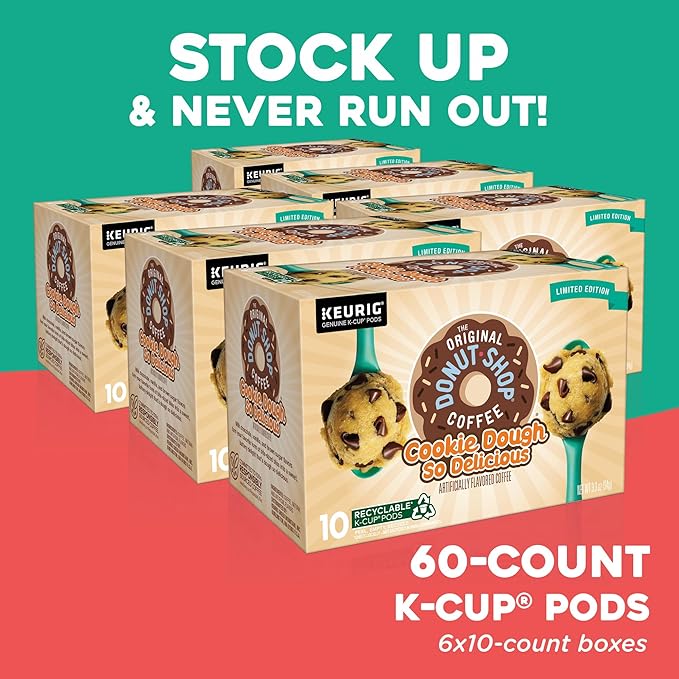 The Original Donut Shop Cookie Dough So Delicious Coffee, Single-Serve Keurig K-Cup Pods, 60 Count