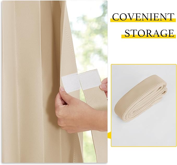 NICETOWN Room Divider Blackout Curtains for Patio Door, Portable Sliding Glass Door Drapes Thermal Insulated Large Window Covering for Bedroom/Living Room/Gazebo, 100 x 84 inch, Biscotti Beige, 1 PC