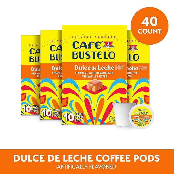 Café Bustelo Dulce de Leche Artificially Flavored, Single Serve Coffee Pods, 10 Count (Pack of 6)