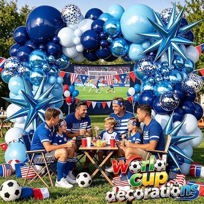 Blue Balloon Arch Kit Garland with Star Balloons for 2026 Graduation Decorations Birthday for Boys Men Father Baby Shower Prom Wedding Under Sea Pool Party Anniversary Decorations